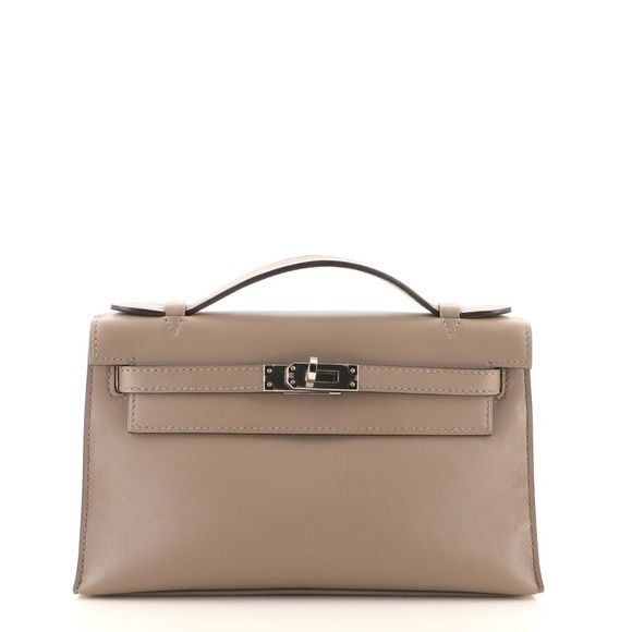 Hermes Handbags - Hermes Kelly Pochette Swift Neutral